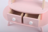 Table de toilette en bois rose multifonction pour enfants, kit de maquillage pour filles