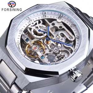 Relojes de Pulsera Mecánicos Forsining para Hombre, Relojes Automáticos Plateados, Relojes Esqueleto con Tourbillon, Reloj Luminoso, Relogio Masculino - Product Image 1