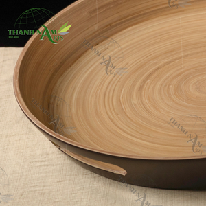 Bandeja de servicio de bambú natural ecológica personalizada OEM con asa decorativa sostenible para mesa de comedor de cocina recién llegado - Product Image 2