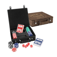 Ensemble de cartes et de dés en similicuir gravé au laser avec fermetures à pression, vente en gros, boîte de jeu en cuir PU vierge gravée au laser, grande capacité