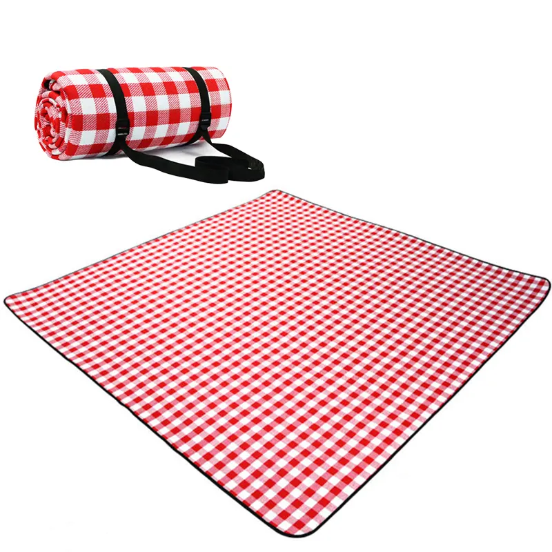 Wholesale Picnic Waterproof red Blanket Roll Up Beach Mat Waterproof Picnic Mat Outdoor