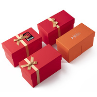 Boîte cadeau rigide de luxe en papier orange, design à double tiroir, doublure intérieure argentée, emballage pour chocolat, logo personnalisé en relief, recyclable