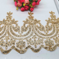 Yk432 Nouvelle conception de dentelle en maille brodée soluble dans l'eau, personnalisable, pour voile islamique et robe de mariée