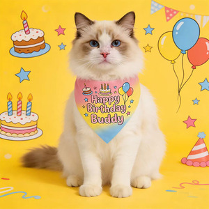 Yisi Pet Triangular Scarf Printed Birthday Bib For Cats Dogs Party Accessory - Product Image 3
