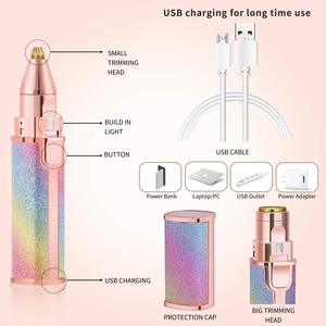 Depiladora Eléctrica 2 en 1 para <span class=keywords><strong>Mujer</strong></span>, <span class=keywords><strong>Recortadora</strong></span> de Cejas y Labios, Depiladora Facial sin Dolor, Maquinilla de Afeitar Facial USB - Product Image 3
