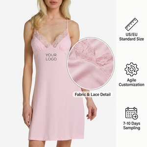 Chemise de nuit en modal pour femme avec dentelle, personnalisable OEM, marque privée, taille standard OEM, <span class=keywords><strong>nuisette</strong></span>, vêtement de nuit - Product Image 1