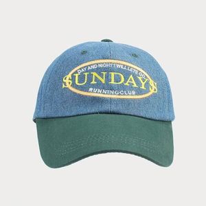 Nouvelle Casquette de Baseball Vintage Courbée à 6 Panneaux avec Patch Brodé Lettres New York, Unisexe, en Denim Bicolore, Casquette de Sport - Product Image 5