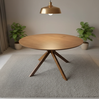 Table à manger ronde en bois massif DISHI, design minimaliste et luxueux, meubles durables pour la maison, pour usage hôtelier