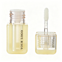 Flacon vide de 4,5 ml en PETG, forme carrée arrondie, couleur personnalisée, luxe, pour gloss à lèvres avec applicateur, emballage cosmétique pour rouge à lèvres et blush