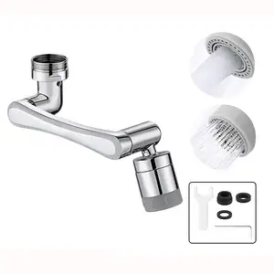 Chromed Brass Anti-splash Faucet 1440 Degrees Rotating Faucet Extender Aerator 2 Water Outlet Modes 1440 Swivel Faucet Extender