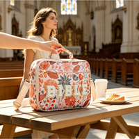Housse de Bible florale pour femme, étui portable imprimé pour Bible, sac fourre-tout multifonctionnel pour livres, organisateur de journal, cadeau artistique