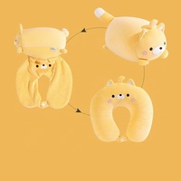 Oreiller de cou multifonctionnel en forme de U, mignon pingouin, double usage, jouet en peluche portable avec rembourrage en mousse amovible pour le camping, logo personnalisé