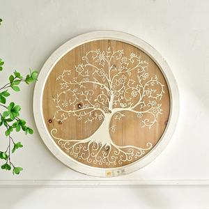 Décoration murale ronde en bois sculpté en forme d'arbre pour la maison - Product Image 4
