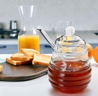 . Pot à miel en cristal Offre Spéciale transparent pour ruche, bocaux à miel en verre avec Dipper et couvercle pour la cuisine domestique