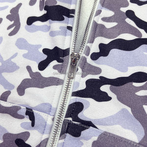 Sweat à capuche zippé en coton éponge français personnalisé printemps sweat à capuche Streetwear lourd sweat à capuche zippé camouflage surdimensionné pour hommes - Product Image 4