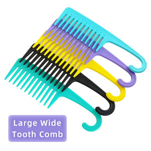 Peigne à <span class=keywords><strong>cheveux</strong></span> à dents larges Grand peigne en plastique avec queue courbe pour démêler les <span class=keywords><strong>cheveux</strong></span> - Product Image 5