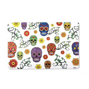 Tovagliette Excelsa Calavera 43,5x28,5 cm, in plastica multicolore lavabile, per uso domestico, con stampa floreale bohémien, set da 6 - Product Image 1