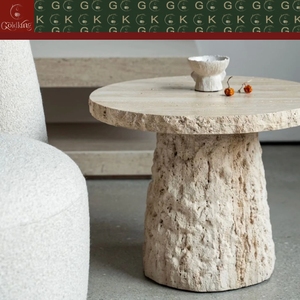 <span class=keywords><strong>โต๊ะ</strong></span>กาแฟทรงกรวยฐาน<span class=keywords><strong>หิน</strong></span>อ่อนธรรมชาติสีเบจขอบหยาบ GOLDKING สำหรับห้องนั่งเล่น รับผลิตแบบ OEM ODM สั่งทำได้โดยตรง - Product Image 2