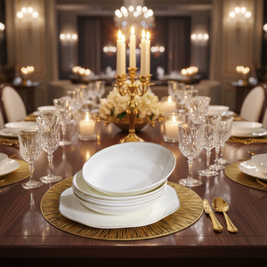 Elegant Luxury Bone China <b>Dinnerware</b> <b>Sets</b> with Gold Trim Eco-Friendly Utensils Kit for Hotel Camping & Wedding Use - Product Image 4