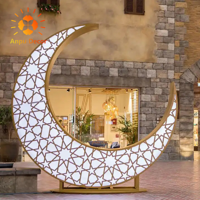 Outdoor Shopping Mall Christmas Eid Decoration Ramadan Crescent Moon Festival Motif LED Light