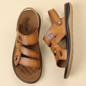 Sandales pour hommes, semelle en caoutchouc antidérapante, talon de 1 à 3 cm, chaussures décontractées d'été pour l'extérieur - Product Image 2