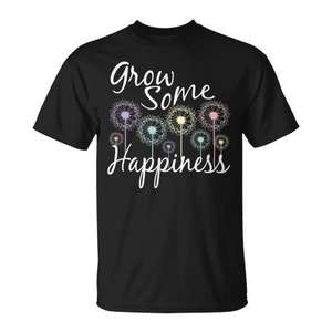 Camiseta Grow Some Happiness con diseño de frases botánicas de jardín, unisex, talla para adultos - Product Image 1