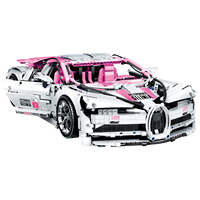 Vente en gros de jouets de construction en plastique ABS créatifs à faire soi-même, cadeaux décoratifs, fabricants chinois, voiture de sport Bugatti rose et blanche