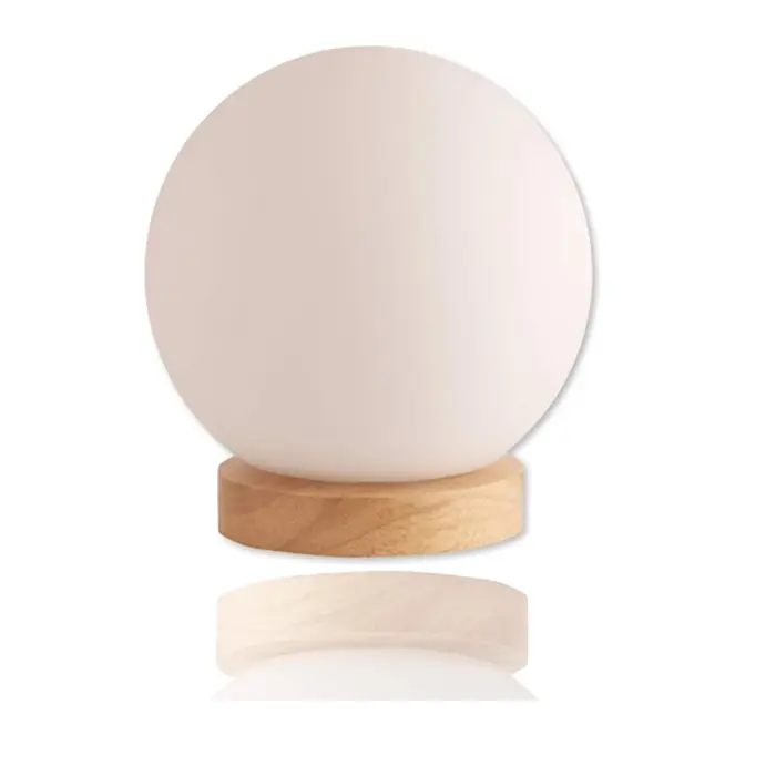 Base de madera Natural para lámpara pequeña con bola de cristal, mesita de noche para estantería de mesa