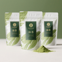 Imprimé personnalisé OEM ODM feuille d'aluminium de qualité alimentaire finition mate 50g 100g pochette debout sac fermeture éclair mylar Matcha sac de poudre