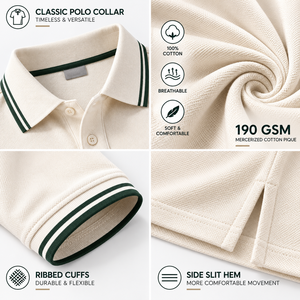 เสื้อโปโล Les Polos สำหรับผู้ชาย ผ้าคอตตอนเมอร์เซอไรซ์ 190gsm เสื้อโปโลปิเก้ ปักโลโก้ได้ แขนสั้น เสื้อโปโลสำหรับตีกอล์ฟ รับผลิตแบบ OEM ODM แบรนด์ส่วนตัว - Product Image 2