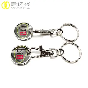 Promotional Custom Shopping Cart Metal Token Trolley Coin Holder Keychain With Logo For Sale