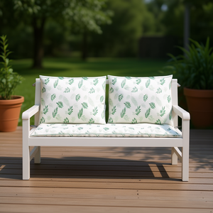 Cojines para Banco de Jardín con Diseño de Hojas, 100% Poliéster, Extraíbles, Lavables, Resistentes al Agua, para Todas las Estaciones, Rectangulares - Product Image 2