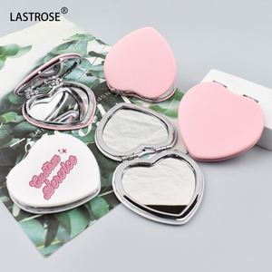 Double Side PU Leather Cosmetic Mirrors Folding Portable Mirror Private Label Heart Shaped Makeup Mirror - Product Image 2