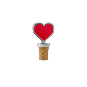 Heart Shaped Cork <b>Bottle</b> <b>Stopper</b> Silver Rim Red Valentine'S Day Wine Spirits Champagne Cap - Product Image 1