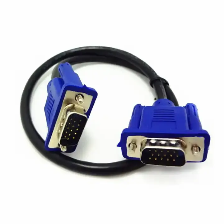 OEM 15Pin VGA To VGA HD 1080P 15 Pin SVGA VGA ชายชายวิดีโอโคแอกเซียลสายสีฟ้า