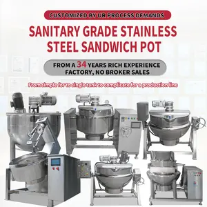 Good Quality Strawberry Sauce Cooker Vertical Beef Sauce Cooking Processing Kettle 1000 Liter Steam Jacketed Cooking Kettle