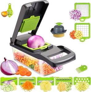 Cortador Manual de Frutas y Verduras Todo en Uno, Picador de Alimentos 12 en 1, Accesorios de Cocina Duraderos, Cortador de Verduras - Product Image 1