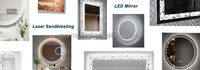 Machine industrielle de fabrication de miroirs LED pour salle de bain, sablage laser à fibre grand format pour la décoration d'hôtels et le givrage des miroirs