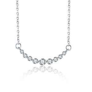 Collier simple en zircon étincelant avec motif sourire, serti griffe, en alliage de zinc, chaîne de clavicule, pour usage quotidien - Product Image 3