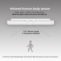 Lampu LED Sensor Gerak PIR Stickon, Lampu Malam Bertenaga Baterai Kering, Lampu Bawah Kabinet dengan Pengait untuk Lemari, Lemari Pakaian, dan Dapur