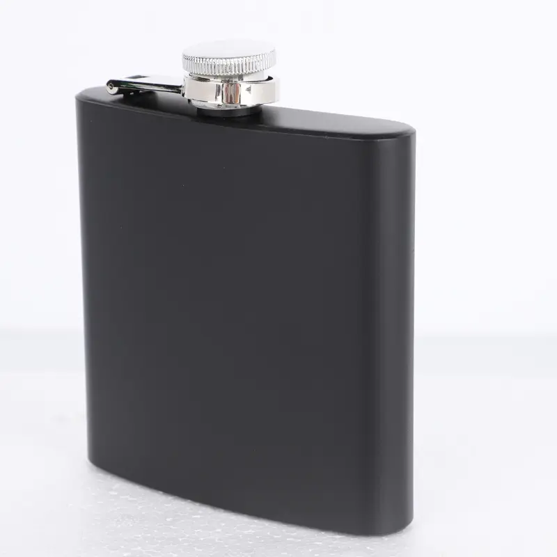 Factory wholesale classic matte black water bottle 6oz liquor hip flask gift set man stainless steel whiskey alcohol hip flask