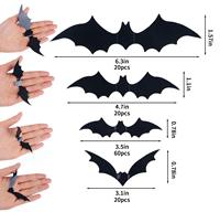 Souvenirs de mariage, décorations murales de chauves-souris d'Halloween, décorations de fête, décorations d'Halloween intérieures et extérieures, autocollants de chauves-souris noirs 3D réutilisables en PVC