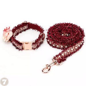 Collier et laisse personnalisés en dentelle beige <span class=keywords><strong>pour</strong></span> <span class=keywords><strong>chien</strong></span> et chat, <span class=keywords><strong>harnais</strong></span> en polyester floral de style H - Durable, <span class=keywords><strong>petit</strong></span>/moyen/grand - Product Image 1