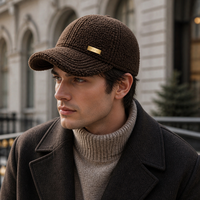 Casquette de baseball d'hiver WEINI personnalisée avec logo, en polaire camel, style Dad Cap, avec badge métallique doré, 6 panneaux, chaudes, pour sports de plein air, vente en gros