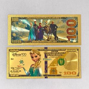 Billet de banque plaqué or sur le thème de La Reine des Neiges, Elsa et Anna, pièce de collection, idée cadeau unique pour enfants pour anniversaires et fêtes - Product Image 2