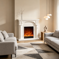 Support TV avec foyer électrique moderne, chauffage de luxe, flammes réalistes et design élégant