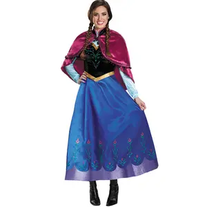 rainha anna adulto traje Suppliers-Fantasia de cosplay para adultos e mulheres, atacado, festa de halloween, vestido de princesa elsa, vestido de rainha da neve, fantasia de halloween