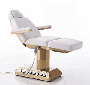 Mesa de masaje de cuero blanco ajustable para tratamientos de belleza, masajes faciales y quiroprácticos - Product Image 4