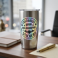 Autocollants personnalisés avec logo holographique de marque, impression imperméable, vinyle décoratif pour ordinateur portable, pour boîte à gobelets, petite entreprise