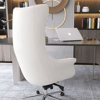 Fauteuil de bureau de direction en cuir blanc moderne de luxe avec dossier haut pour PDG, dirigeant et salle de réunion